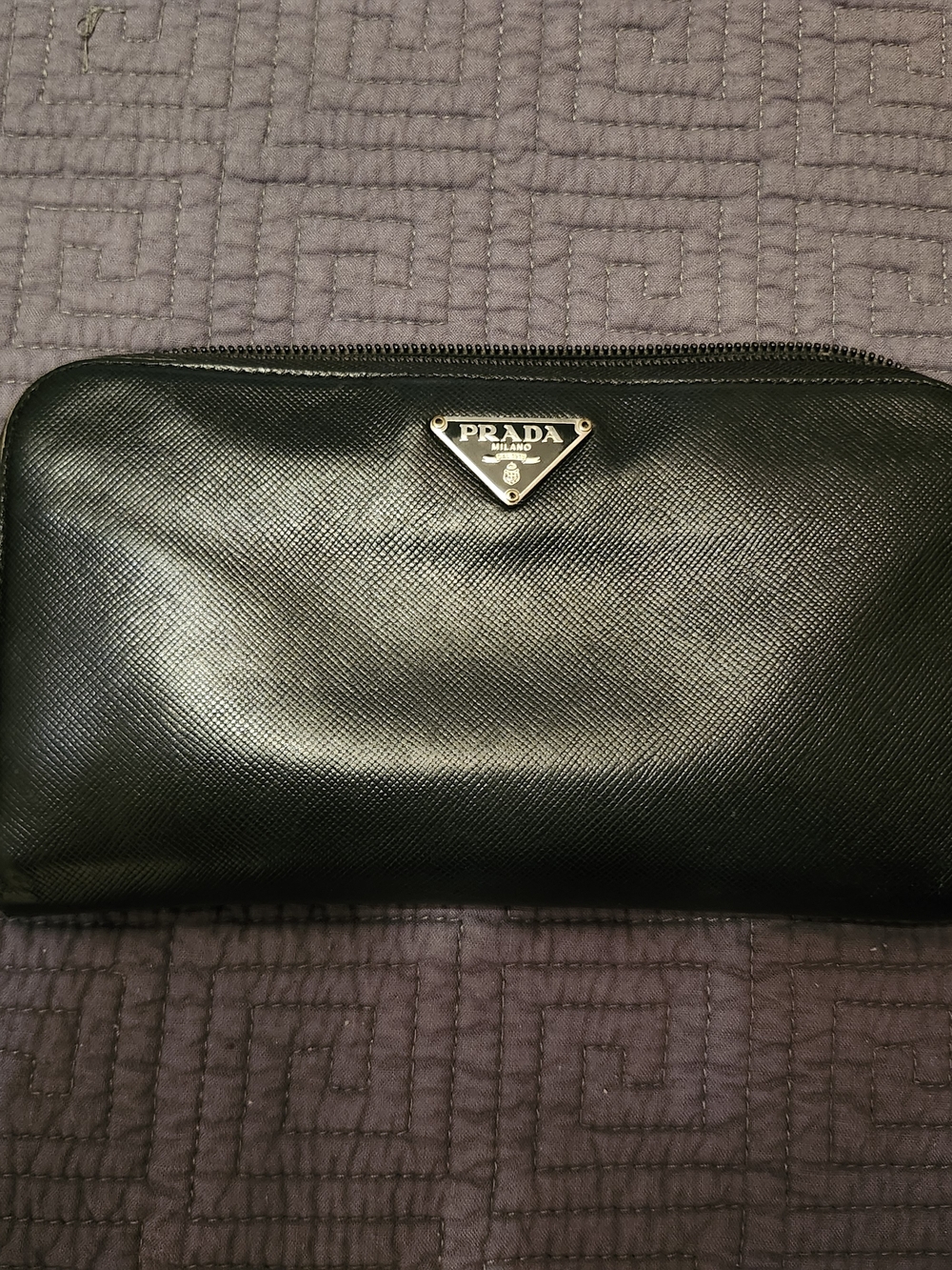 Prada Saffiano Leather Zip Around Long Wallet